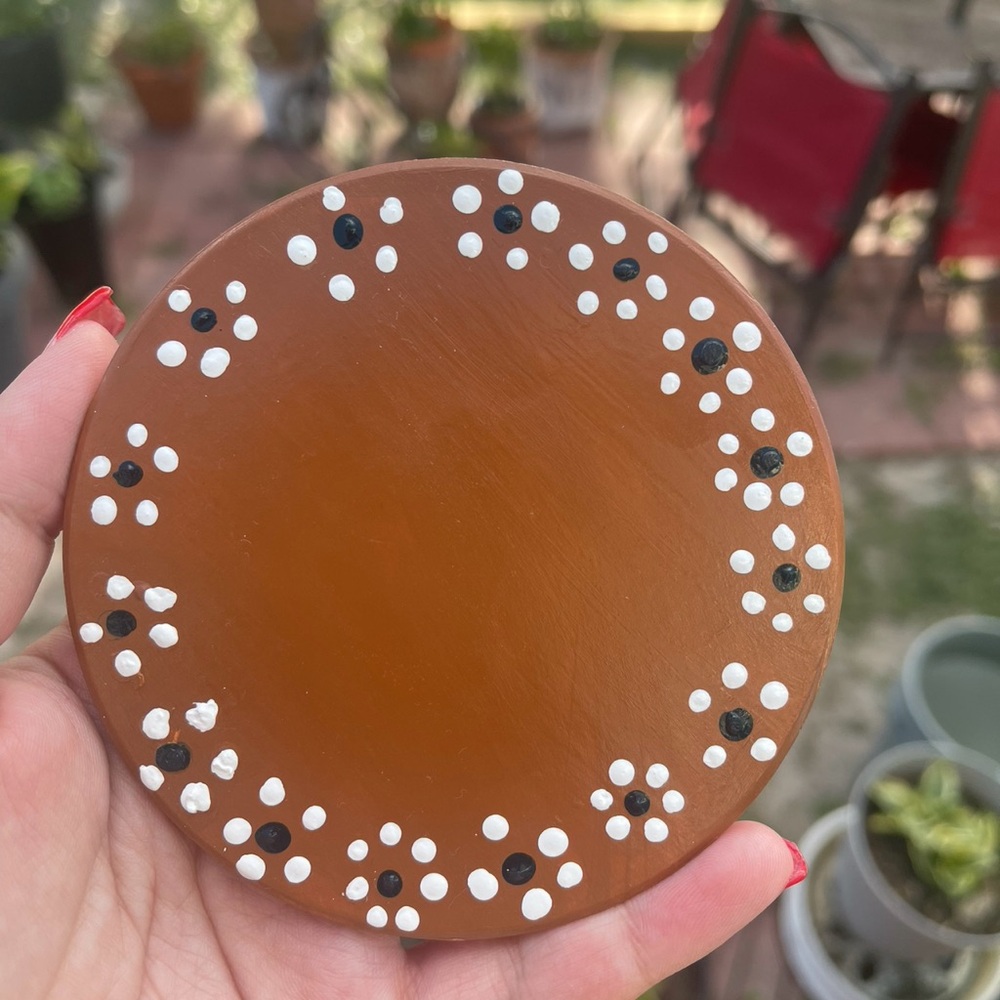 Handcrafted Brown Coaster with Dotted Design